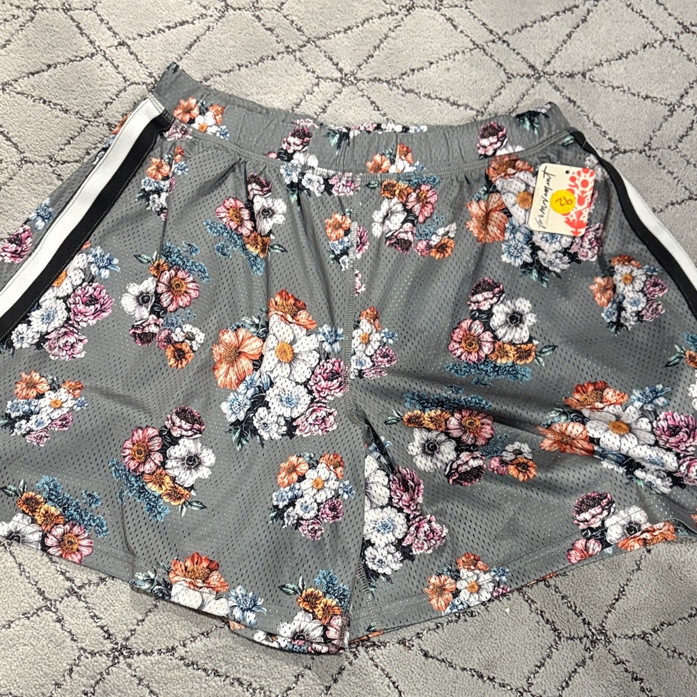 FP Movement by Free People Floral Athletic Shorts - Gray